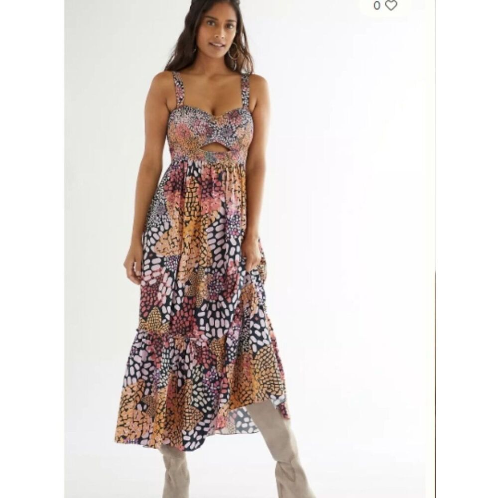 EUC Anthropologie Geisha Designs Smocked Maxi Dress Pockets in Size SP